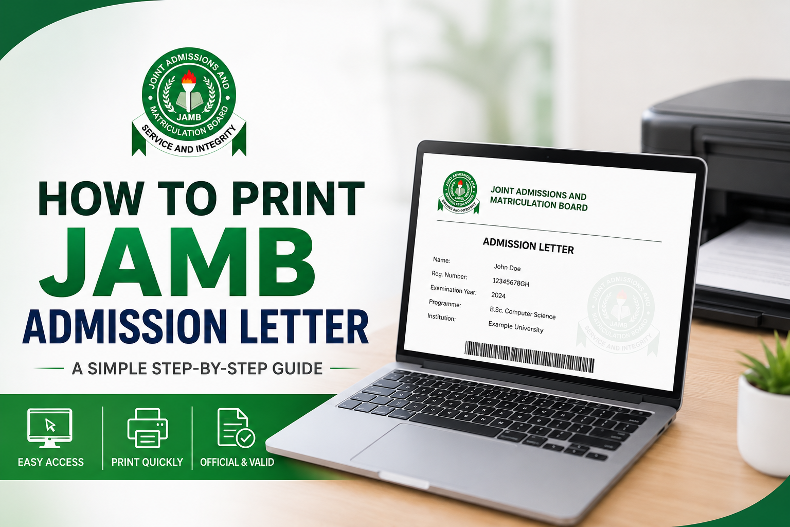 how to print JAMB admission letter