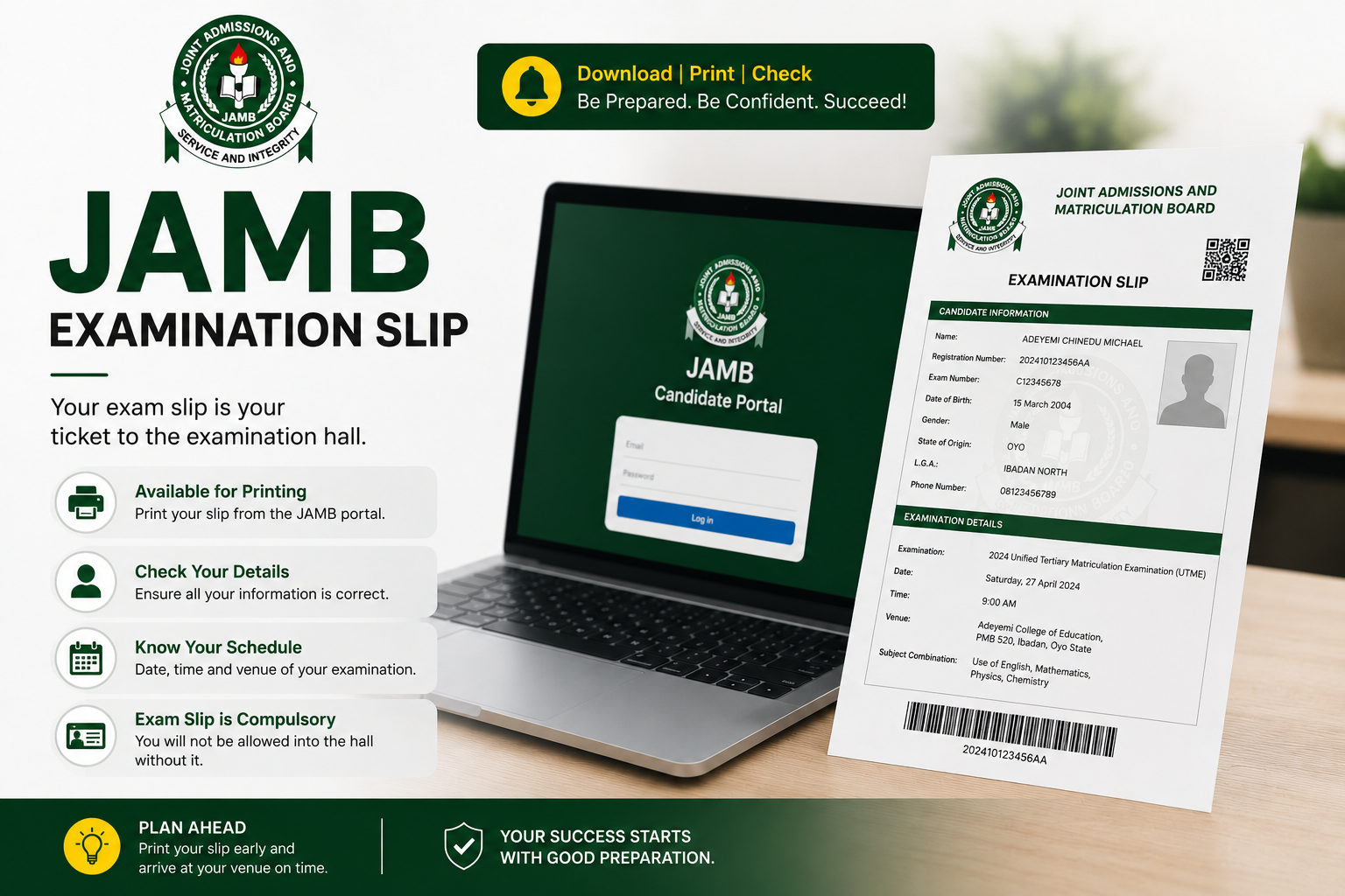 JAMB examination slip